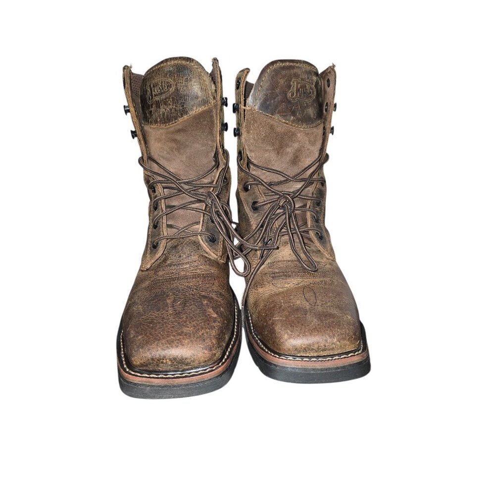 Men's Justins Pulley Lace-up Work Boots Featuring a steel Safety Toe size 13D